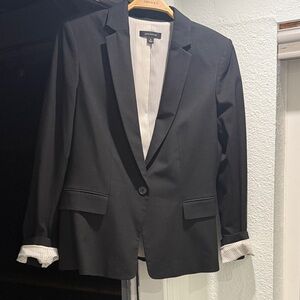 Ann Taylor Black Blazer with Striped Lining